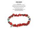 アンプジャパン amp japan 16AHK-450 Tumble Stone Bracelet -Red Coral-AMP JAPAN 天然石 真鍮 ビーズ ブレスレット メンズ レディース