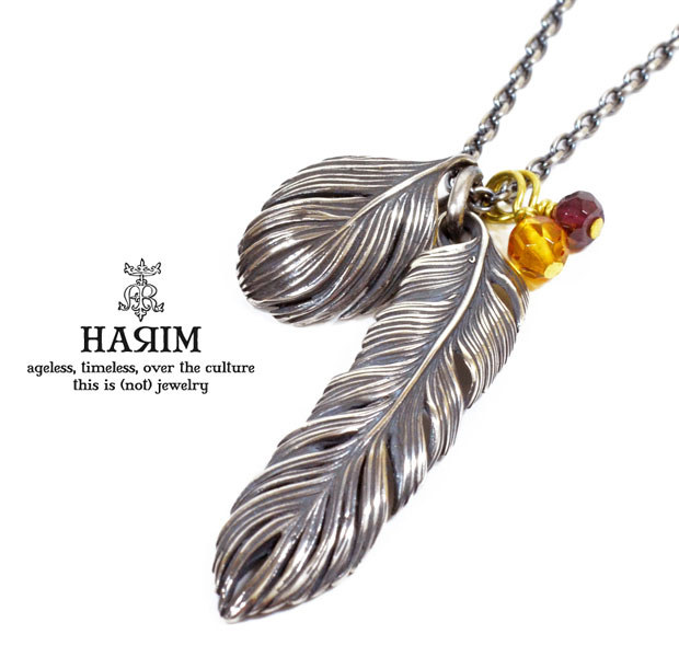 HARIMハリム HRP023SVnecklace/ネックレスフェザー/feathernative/ネイティブ天然石/ガーネット/琥珀ハンドメイド/アンティークメンズ/レディース/アクセサリー