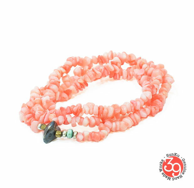 Sunku/39/サンクSK-052 Pink Coral Necklace & Bracelet アンティークビーズブレスレットNecklace/ネックレスSilver925/シルバー/BRASS..