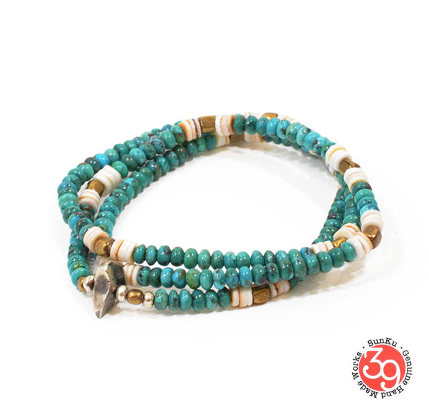 Sunku/39/サンクSK-089 Turquoise Beads Mix Necklace & BraceletアンティークビーズブレスレットNecklace/ネックレスSilver925/シルバー/BRASS/真鍮アンティーク/ターコイズ/Turquoiseアクセサリー