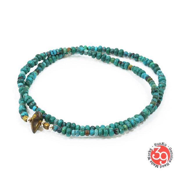 Sunku/39/サンクSK-024 Turquoise Beads Anklet Necklace アンティークビーズNecklace/ネックレス/Anklet/アンクレットSilver925/シルバー/BRASS/真鍮アンティークメンズ/レディースアクセサリー