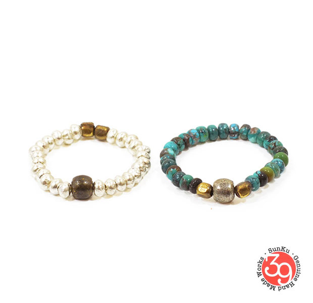 ■ブランド：Sunku/39 サンク ■商品名：Sunku SK-031 TUQ Turquise & Silver Beads Ring ■素材： Turquise Beads,39beads/Silver925 & Brass Silv...