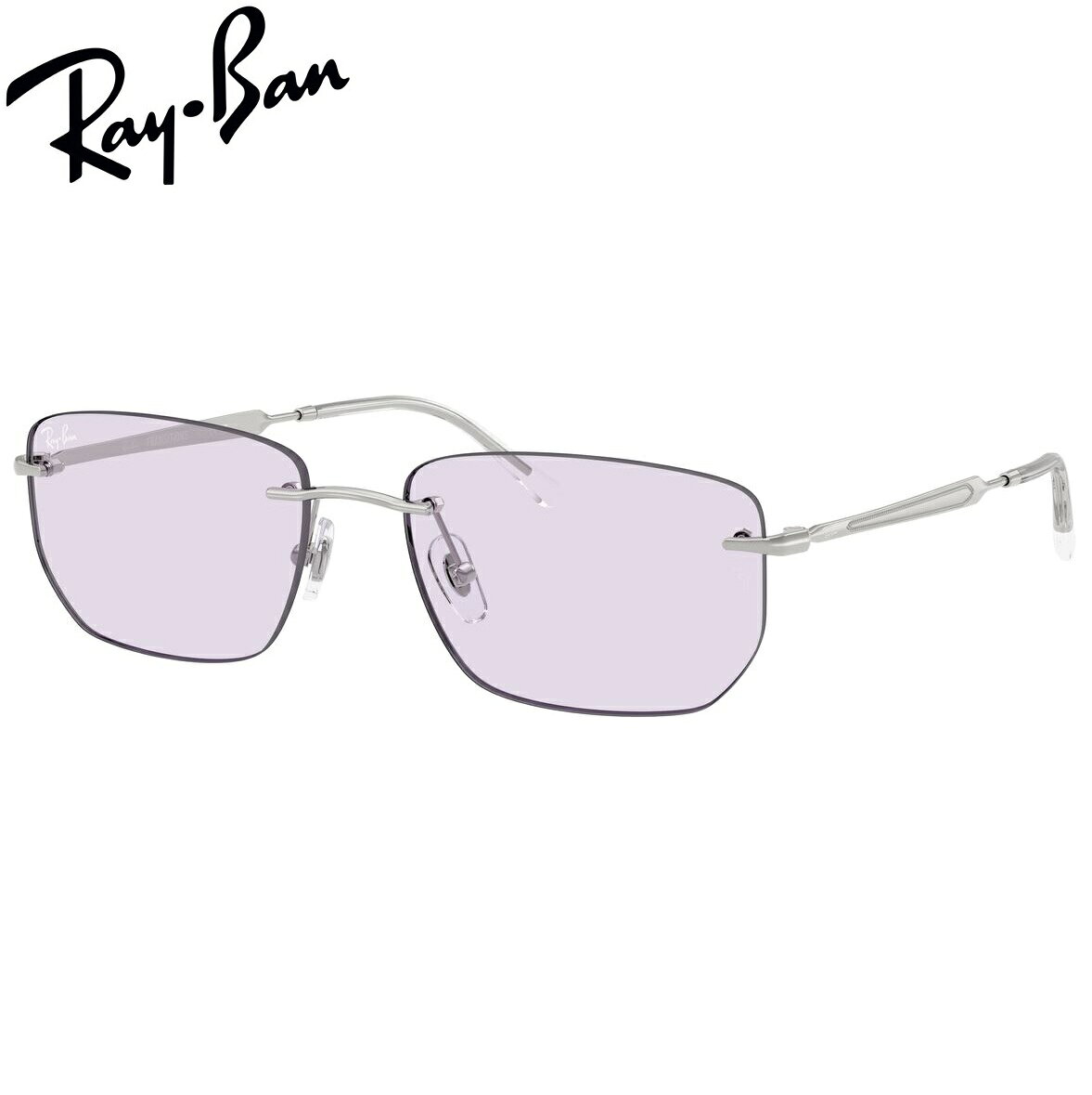 レイバン サングラス Ray-Ban RB3768 003/MH (56サイズ）調光レンズ メーカー保証書付 薄い色 メンズ レディース おしゃれ PHOTO フォト フチなし ツーポイント 軽量 シルバー ブルー系　アメジスト　パープル　ヴァイオレット　バイオレット