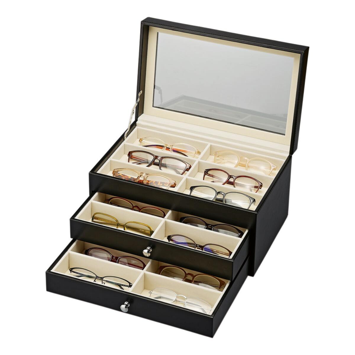 メガネ収納ケース 18本収納 3段 メガネコレクションBOX 眼鏡収納ケース メガネケー...