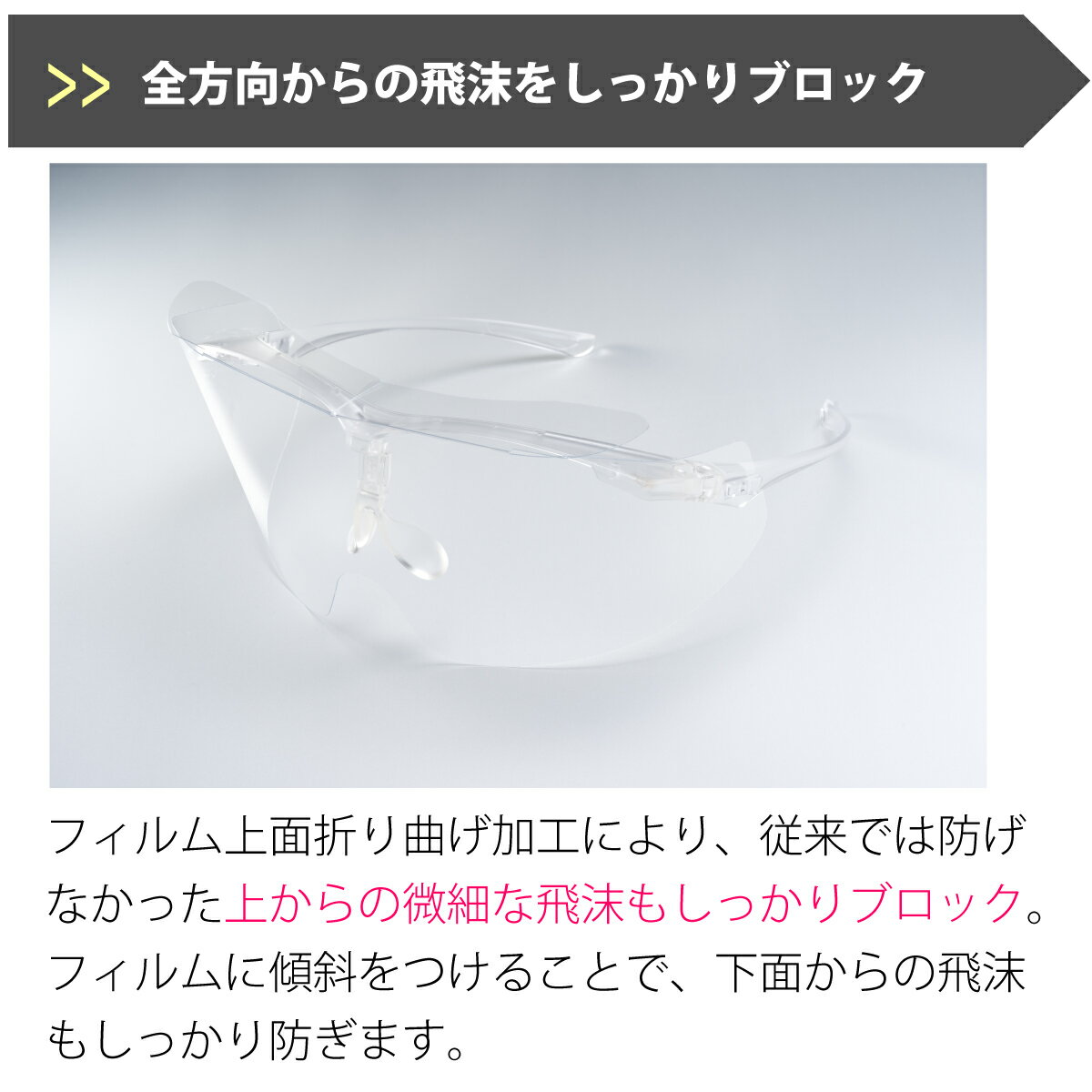 医療用 アイケア フェイスガード ショートタイプ 3枚セット フェイスシールド メガネ オーバーグラス 飛沫 感染 予防 対策 防止 くもり止め エリカオプチカル レディース メンズ 男性 女性
