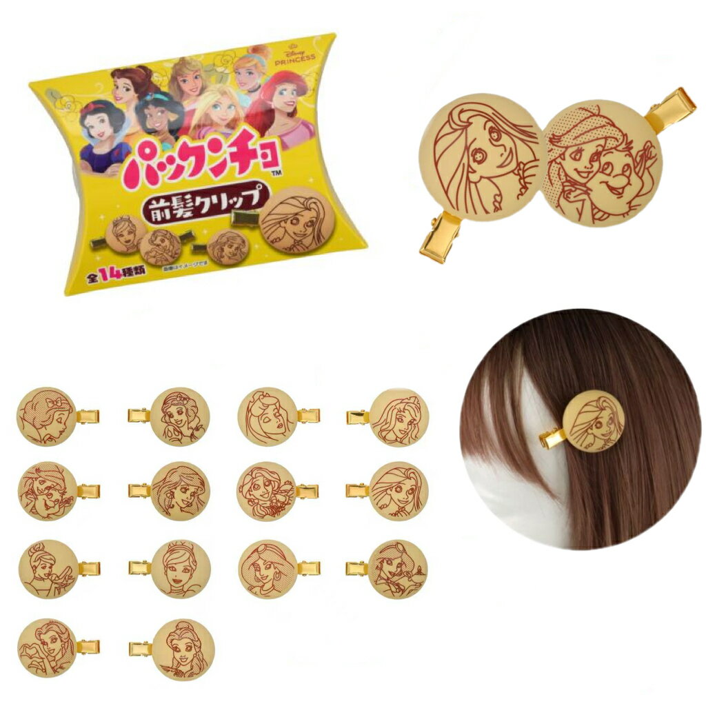 パックンチョ シークレット前髪クリップ ディズニープリンセス 森永製菓 パックンチョ 前髪クリップ 全14種 癖がつきにくい キッズ 女の子 メイク ヘアアレン...