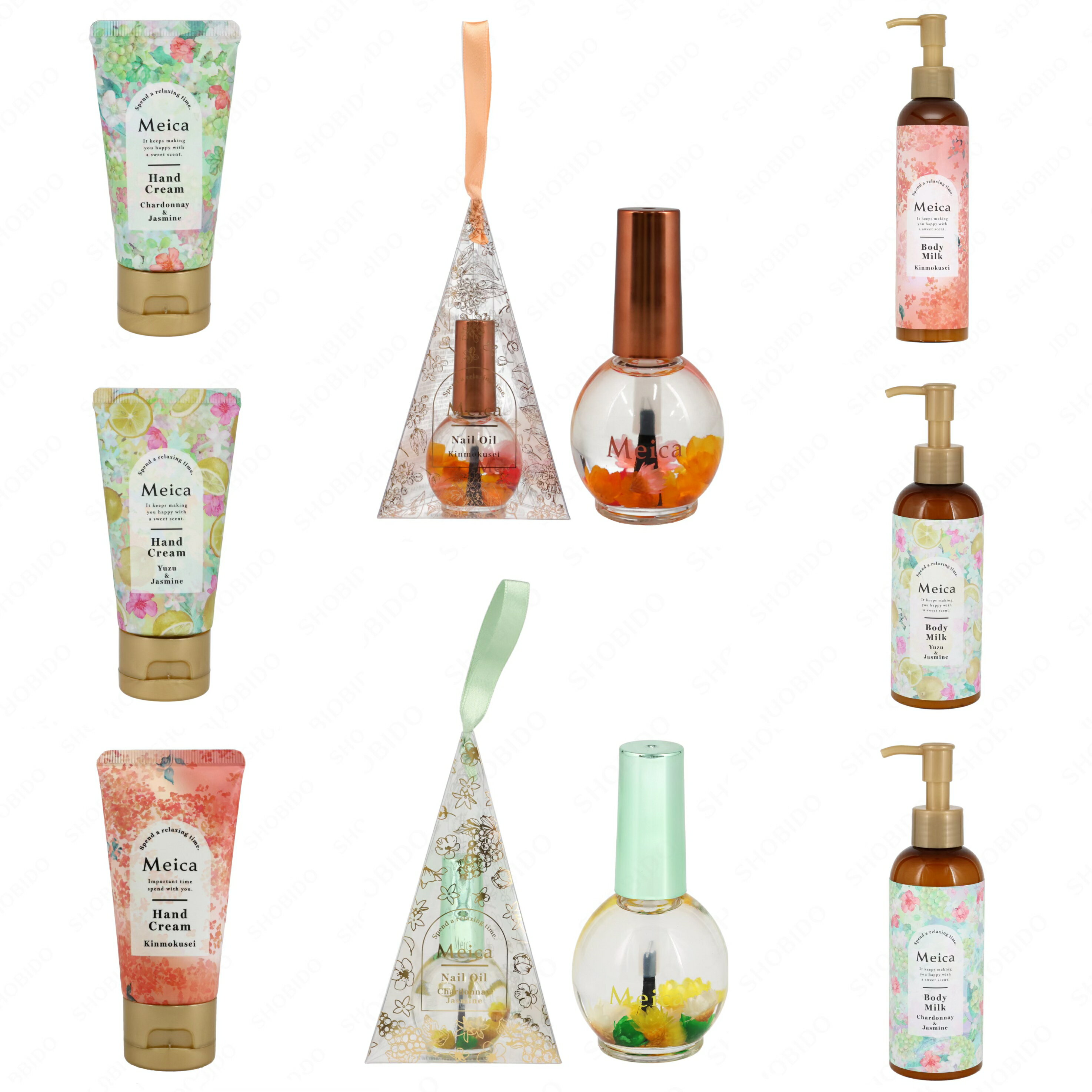 Meica ハンドクリーム ボディミルク ネイルオイル シャルドネジャスミンの香り 金木犀の香り ゆずジャ..