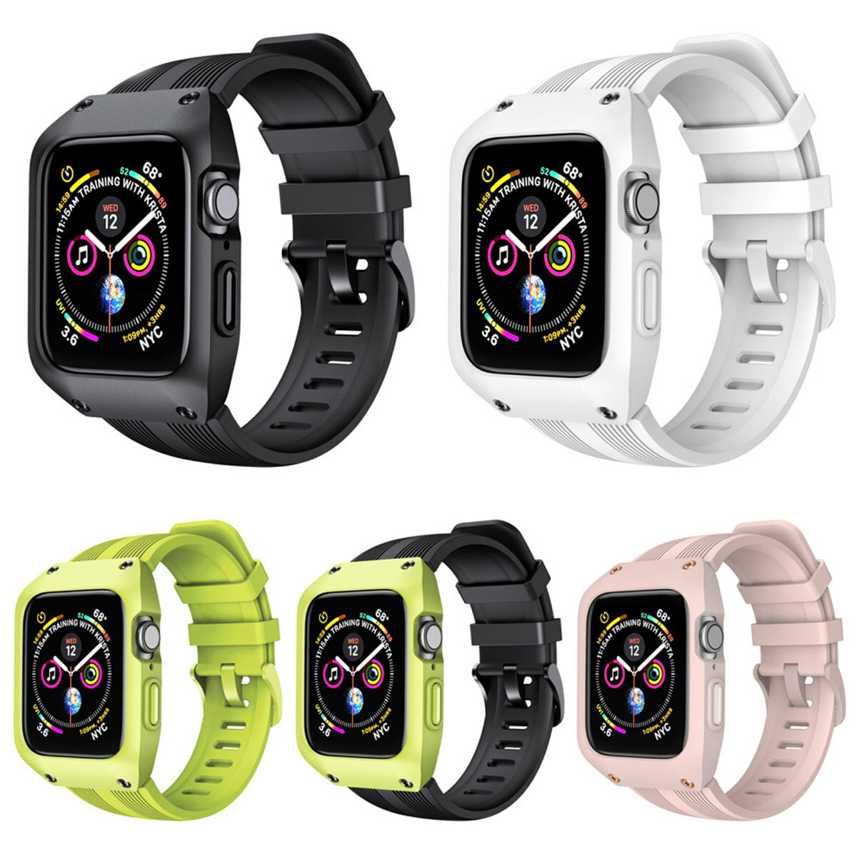 耐衝撃 アップルウォッチ カバー&バンド 44mm用 （送料無料）apple watch series4 series5 44mm ハードケース シリコン ベルト ラバー ..