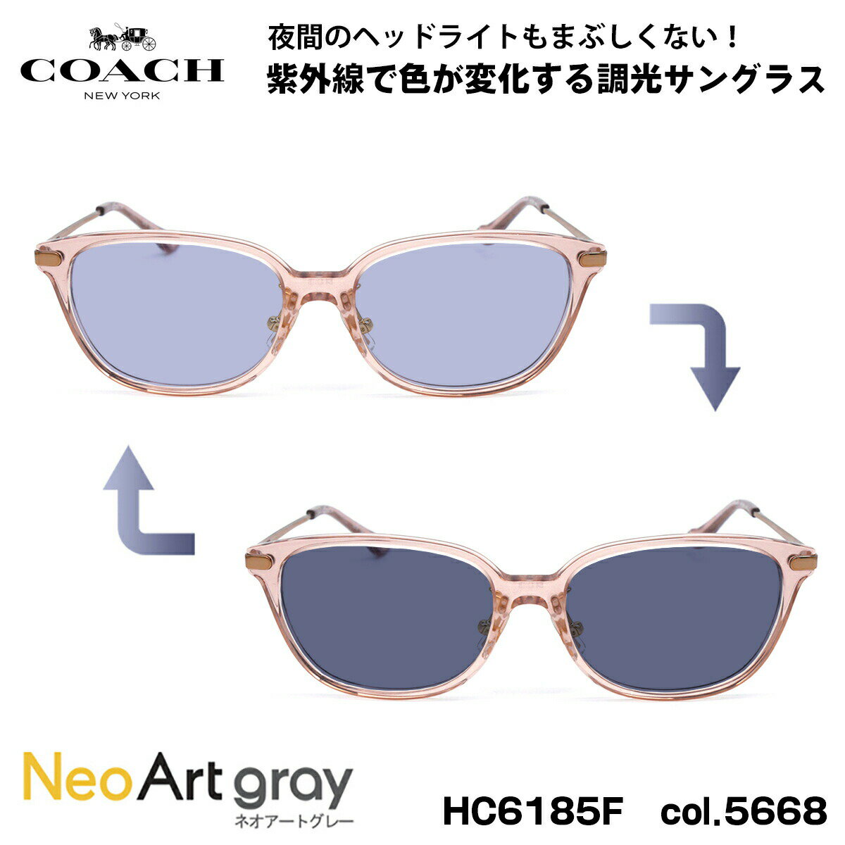 COACH 調光 サングラス HC6185F 5668 54mm アジアンフィット コーチ 国内正規品 ネオアート