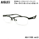 エーグル 伊達 ダテメガネ AG-1155 col.3 56mm AIGLE ブルーライトカット UVカット PPSU 弾性樹脂 βチタン