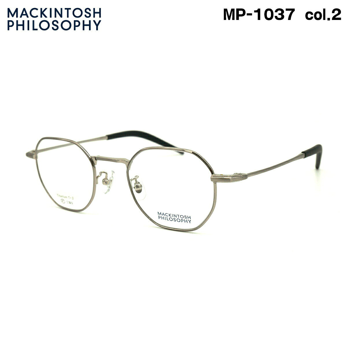 ■ ブランド：MACKINTOSH PHILOSOPHY マッキントッシュ フィロソフィー ■ 型番：MP-1037 col.2 ■ フレームカラー：アンティークシルバー / シルバー ■ フレーム材質：チタン / βチタン ■ レンズ：デモレンズ ※ そのままダテメガネとしてはご使用いただけません。ダテメガネをご希望の場合は当ショップ別売のダテレンズと一緒にご注文ください。 ■ サイズ ※SIZE GUIDE画像をご確認ください レンズ横幅　47 mm ブリッジ幅　22 mm テンプル長　144 mm レンズ縦幅　39 mm フレーム幅　138 mm ■ 付属品：当店オリジナルケース ※ 付属品の仕様は予告なく変更になる場合がございます。 ※ 商品の色はモニターにより実物と多少異なる場合があります。