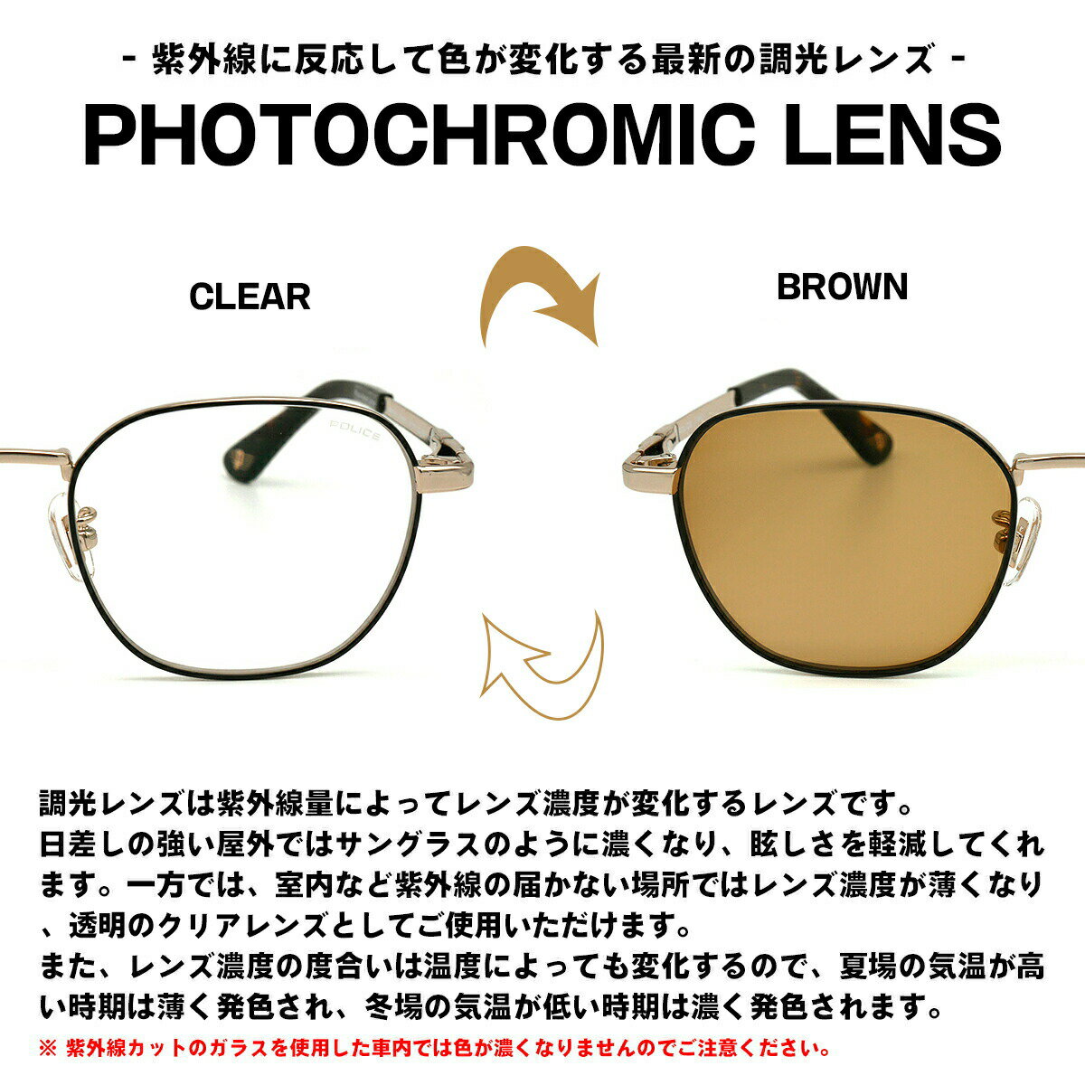 ポリス 調光 サングラス 2024 SPLM33J I88W 51mm アジアンフィット POLICE ORIGINS 国内正規品 紫外線カット UVカット