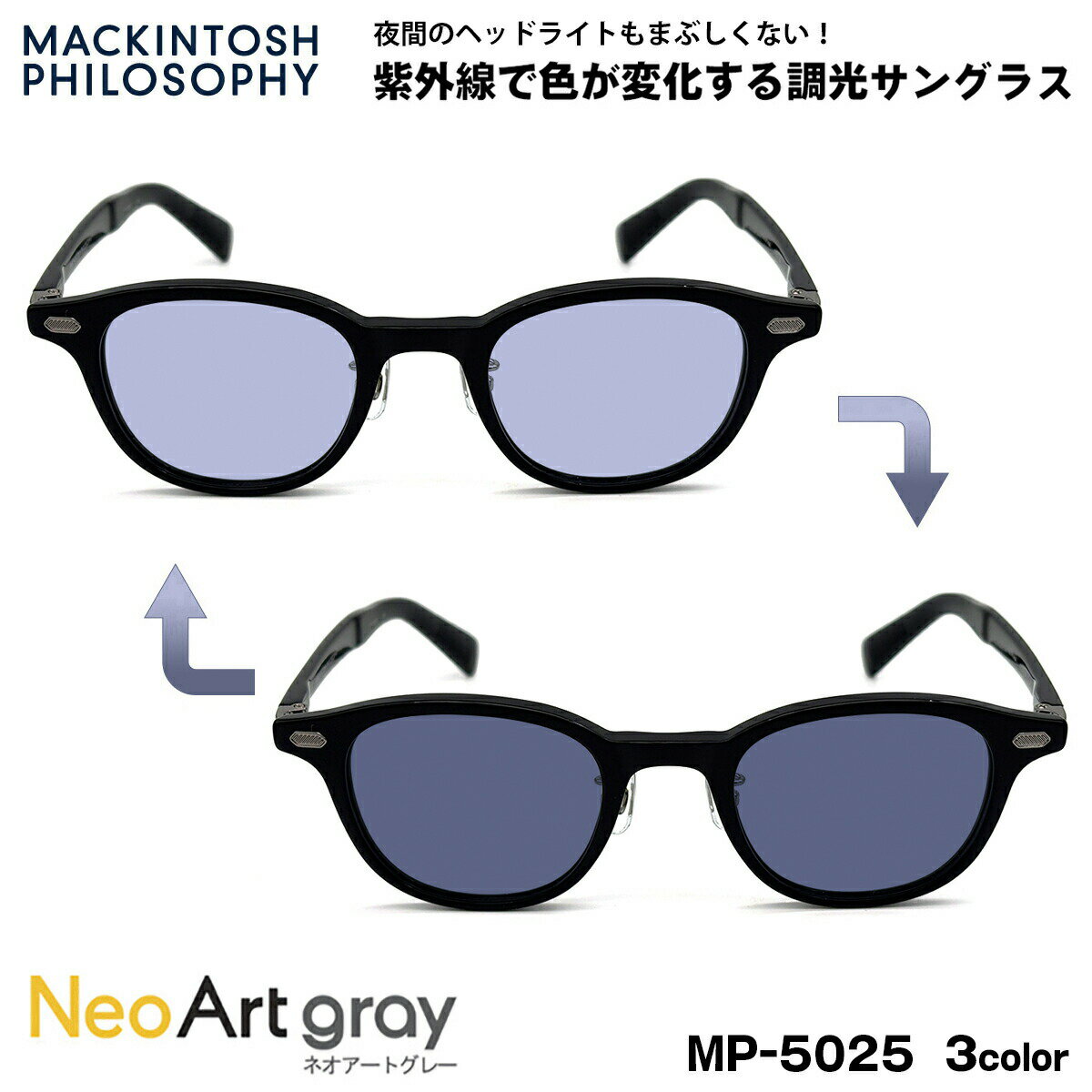 調光 サングラス ネオアート MP-5025 3色 47mm マッキントッシュフィロソフィー メンズ レディース UVカット NeoArt 夜間運転可