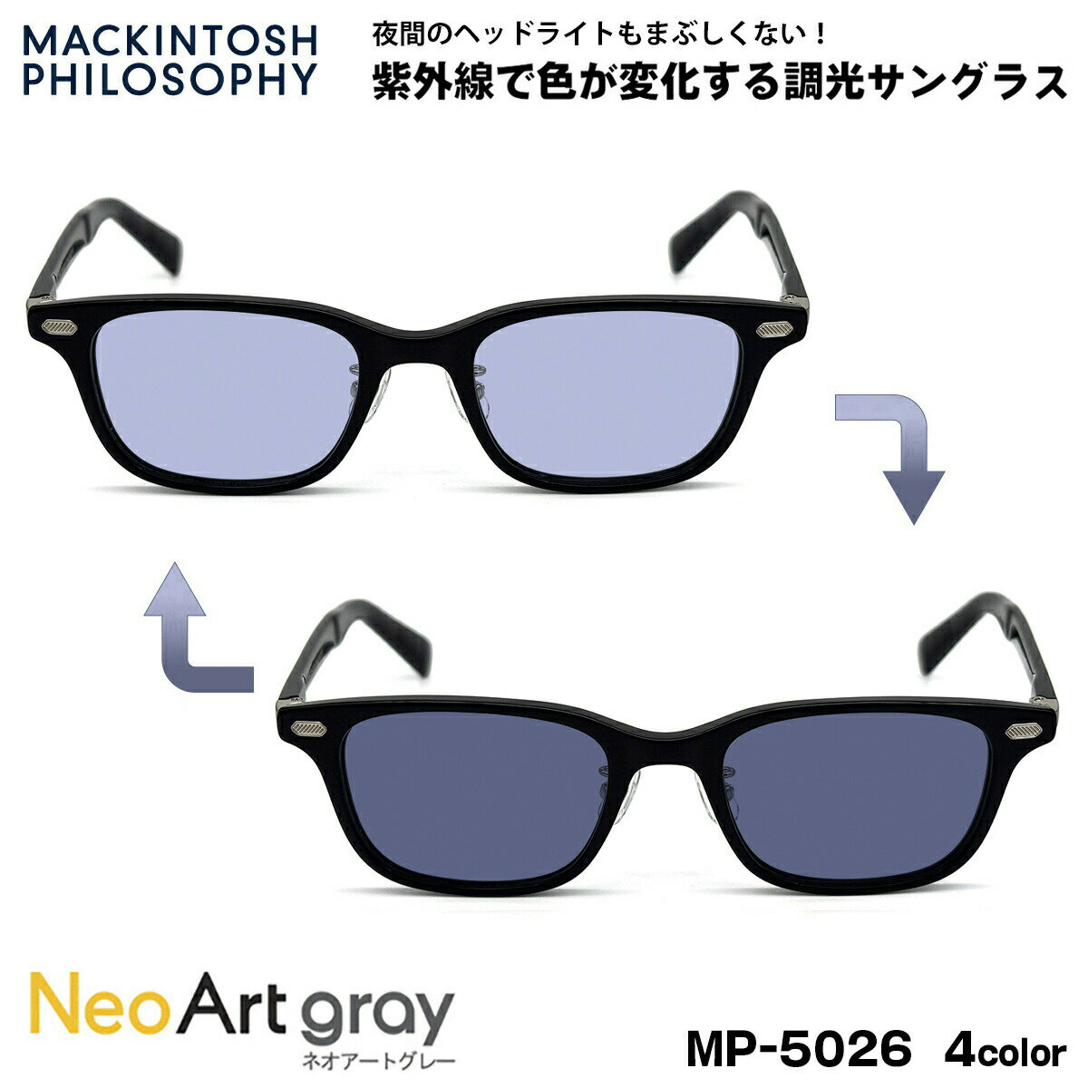 調光 サングラス ネオアート MP-5026 4色 50mm マッキントッシュフィロソフィー メンズ レディース UVカット NeoArt 夜間運転可