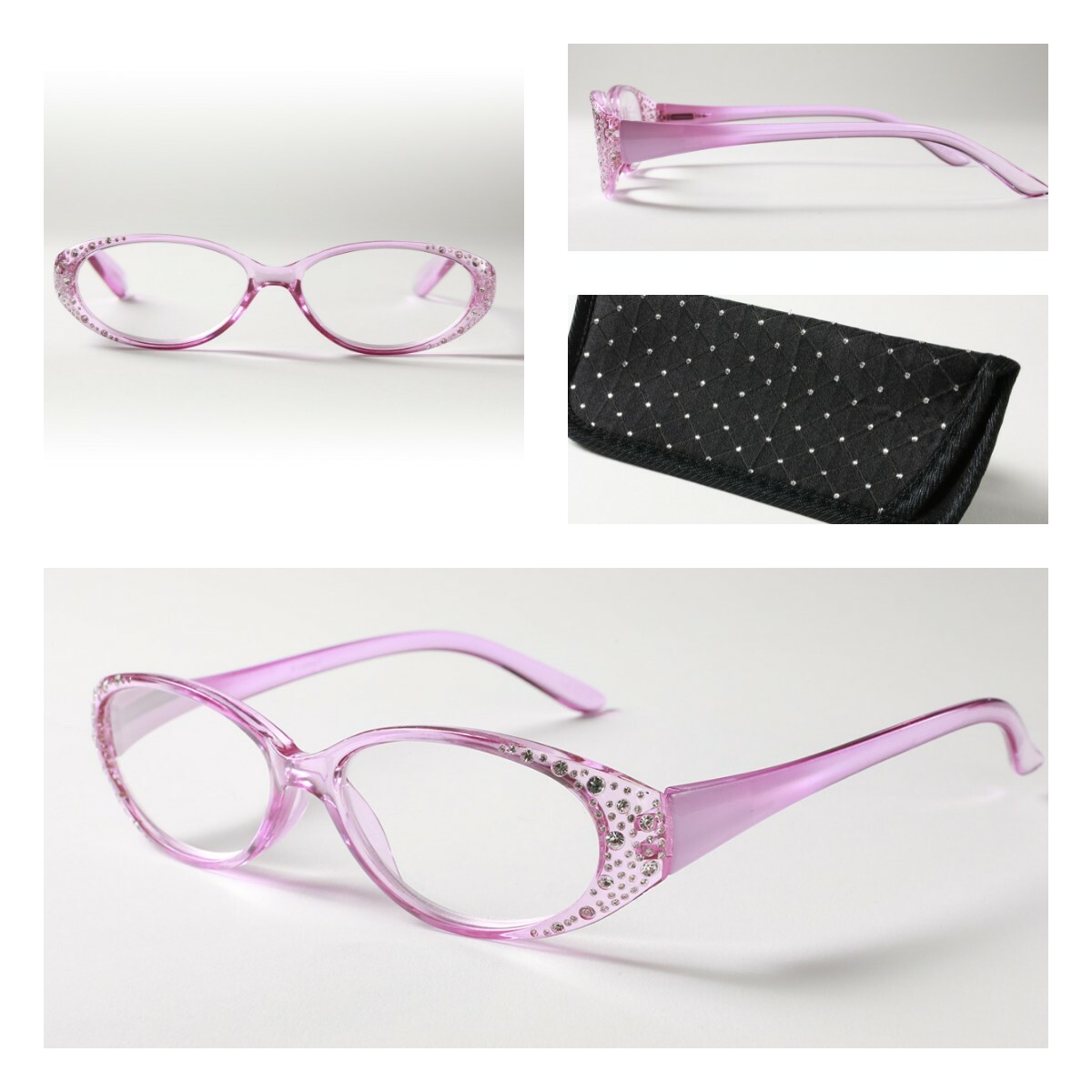 老眼鏡 リーディンググラス シニアグラス お洒落老眼鏡 ラインストーン 敬老の日 プレゼント ギフト ばね丁番 読書 手元 裁縫 ケース付きのサムネイル