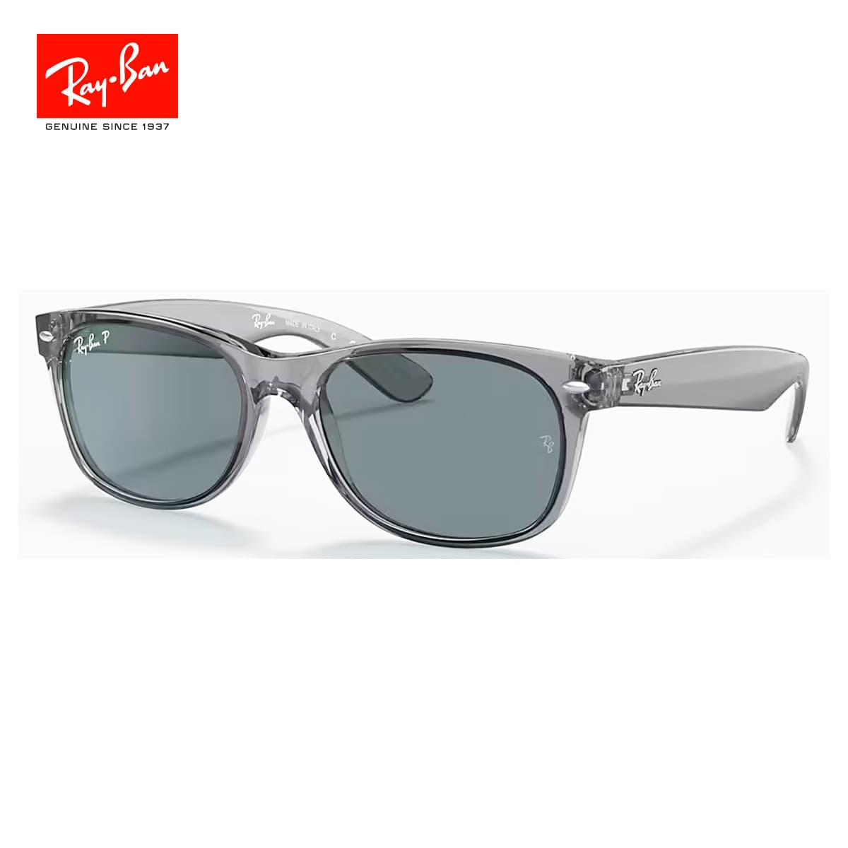 サングラス Ray-Ban レイバン NEW WAYFARER CLASSIC RB2132F 64503R 55サイズ ポラライズド 偏光 ポリッシュ トランスペアレント グレー カラーレンズ ブルー スクエア型 UVカット 定番 メンズ レディース 男女兼用 紫外線 送料無料 国内正規品