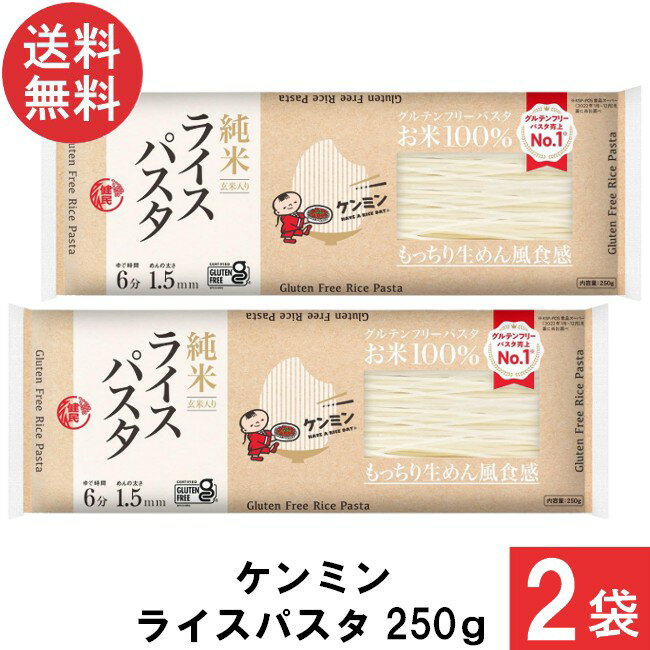 送料無料 ケンミン ライスパスタ 250g 2袋 お米 精米 玄米