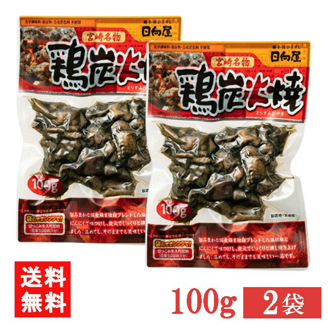 鶏の炭火焼 おつまみ 宮崎名物 日向屋 鶏炭火焼 100g 2袋 国産 無添加 焼き鳥 焼鳥 やきとり