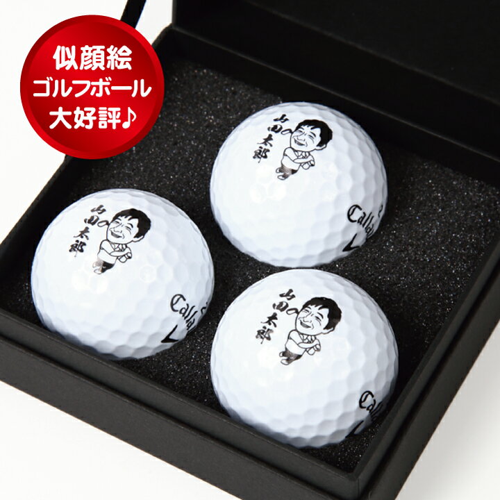 似顔絵 ゴルフボール 名入れ 3個 オーダーメイド オリジナル 印刷 プリント ギフト 贈り物 プレゼント 記念日 誕生日 還暦 退職祝 ホールインワン ゴルフ...