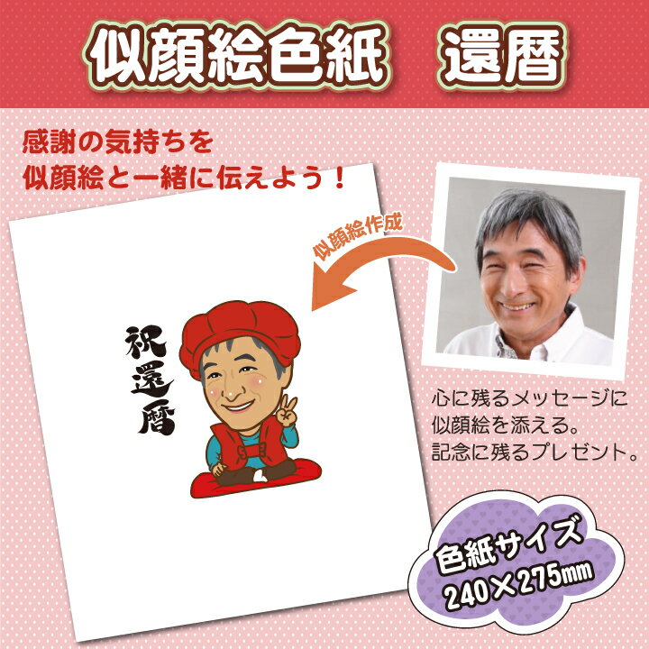 似顔絵 色紙 寄せ書き 還暦 色紙サイズ:24...の紹介画像2