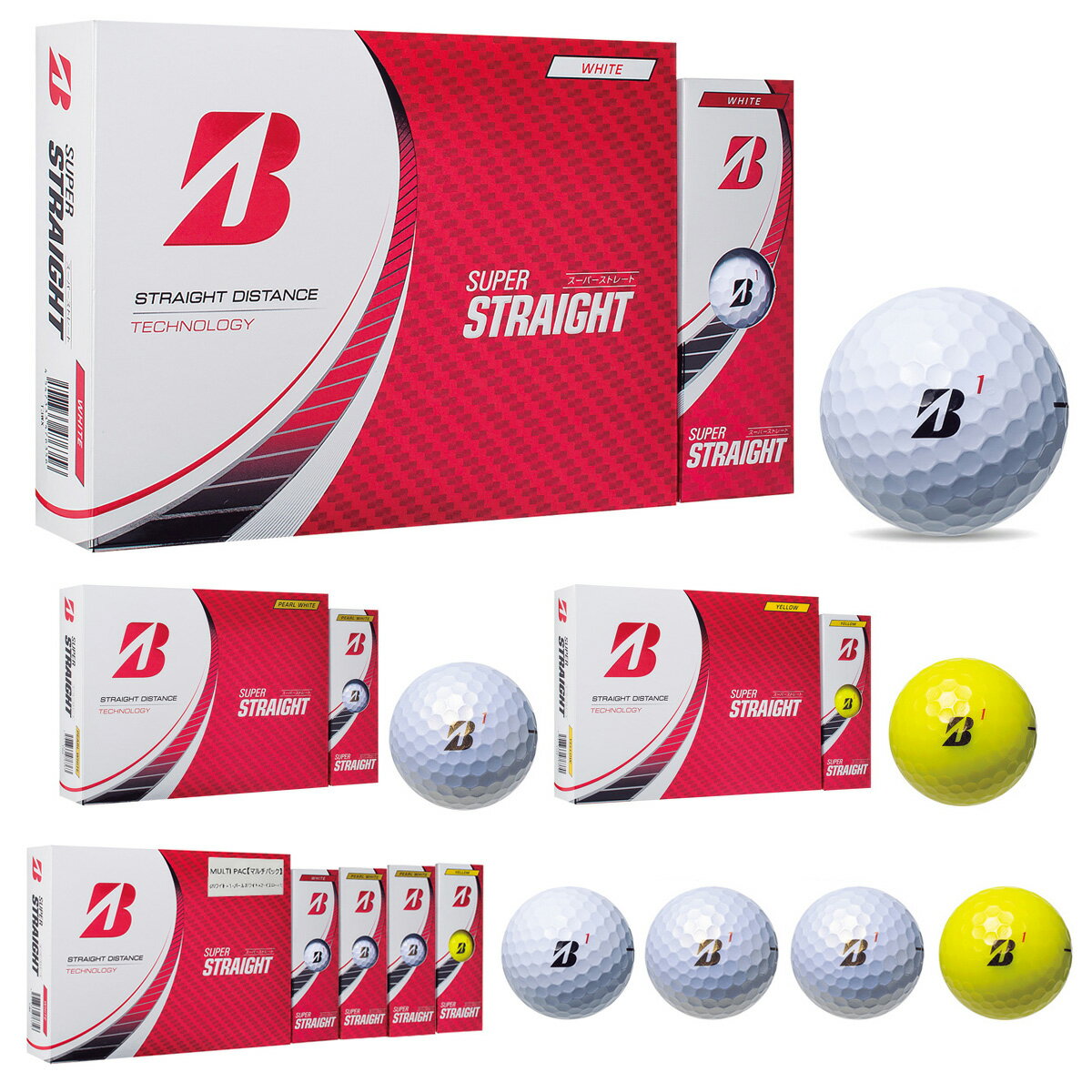 BRIDGESTONE GOLF ブリヂストンゴルフ日本正規品 SUPER STRAIGHT スーパーストレート 2023モデル ゴルフボール 1ダース(12個入) 