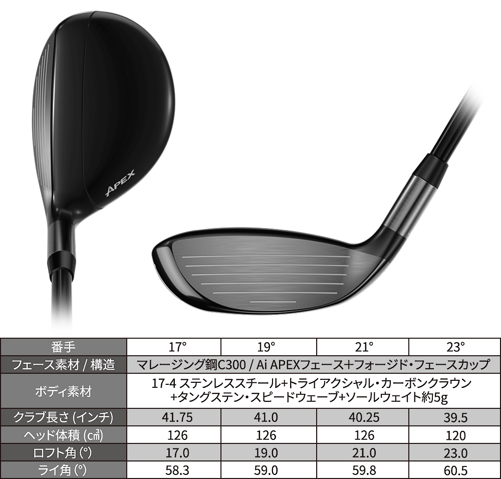 APEX UW ユーティリティウッド TOUR AD CQカーボンシャフト 【カスタムクラブ 特注】 Callaway キャロウェイ 日本正規品 2025新製品