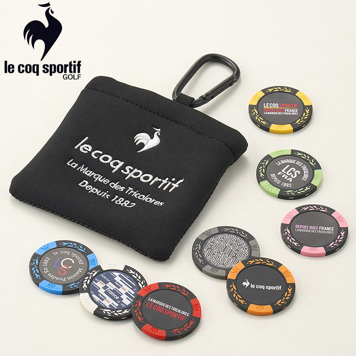 le coq sportif ルコックスポルティフ 日本正規品 収納ポーチ付き マーカー 8個入り カジノ風デザイン 2024新製品 「 LG4FAZ61M 」 【当店在庫品】