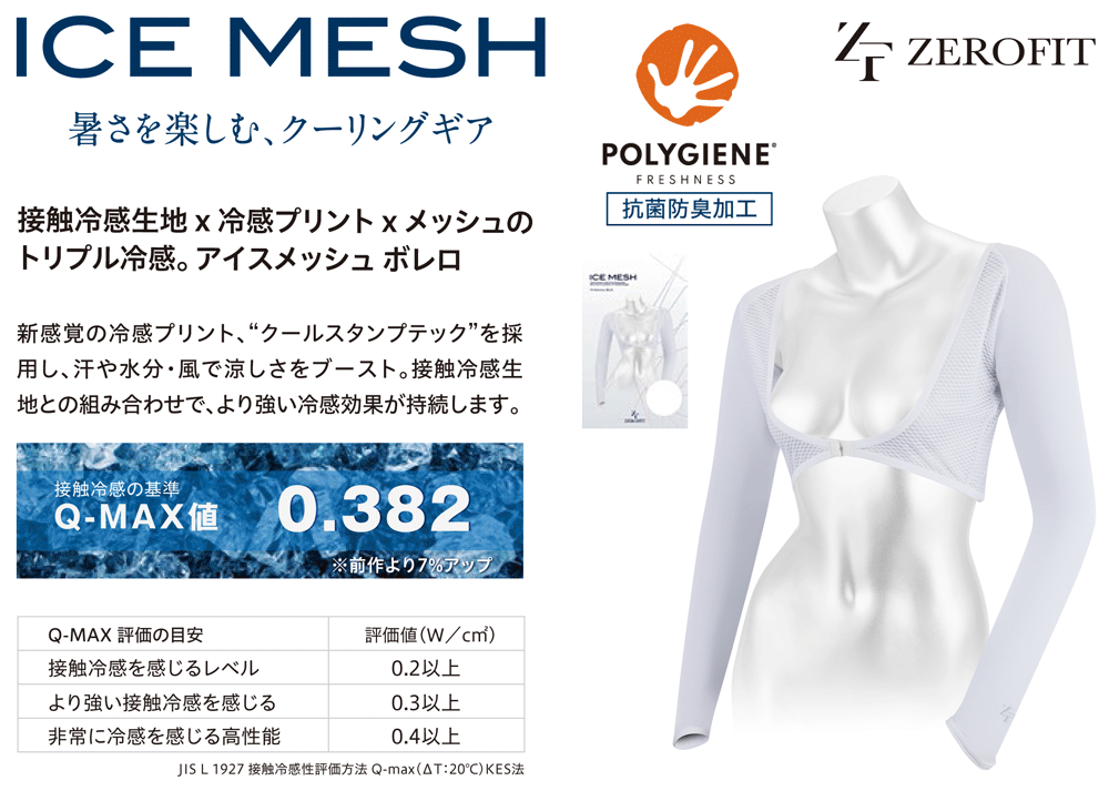 【7/25 エントリー/抽選で最大100%ポイントバック】 EON SPORTS イオンスポーツ 正規品 ZEROFIT ゼロフィット ICE MESH アイスメッシュ ボレロ ロングスリーブ 女性用アームカバー ボレロタイプ 「 ZBRAMF 」【当店在庫品】