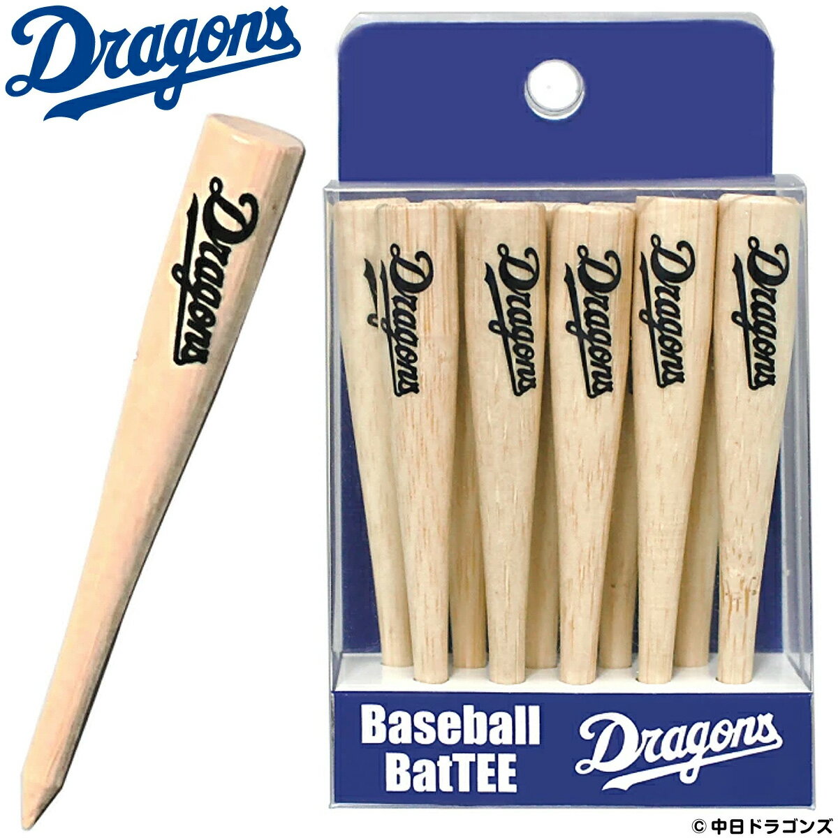 プロ野球 中日ドラゴンズ Dragons チームロゴ入り 野球バット型 ゴルフティー 10本入り 「 W24TEE003 」のサムネイル