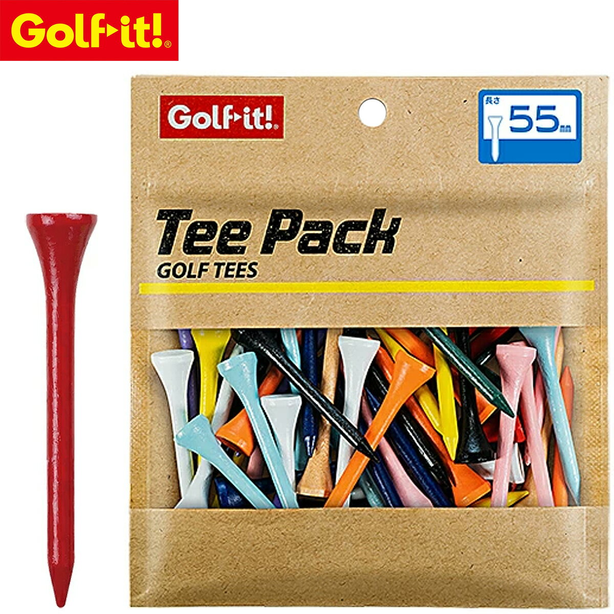 Golfit! ゴルフイット ライト 正規品 TEE PACK ティーパック ウッドティー 55 カラー 2024モデル 「 T-433 」