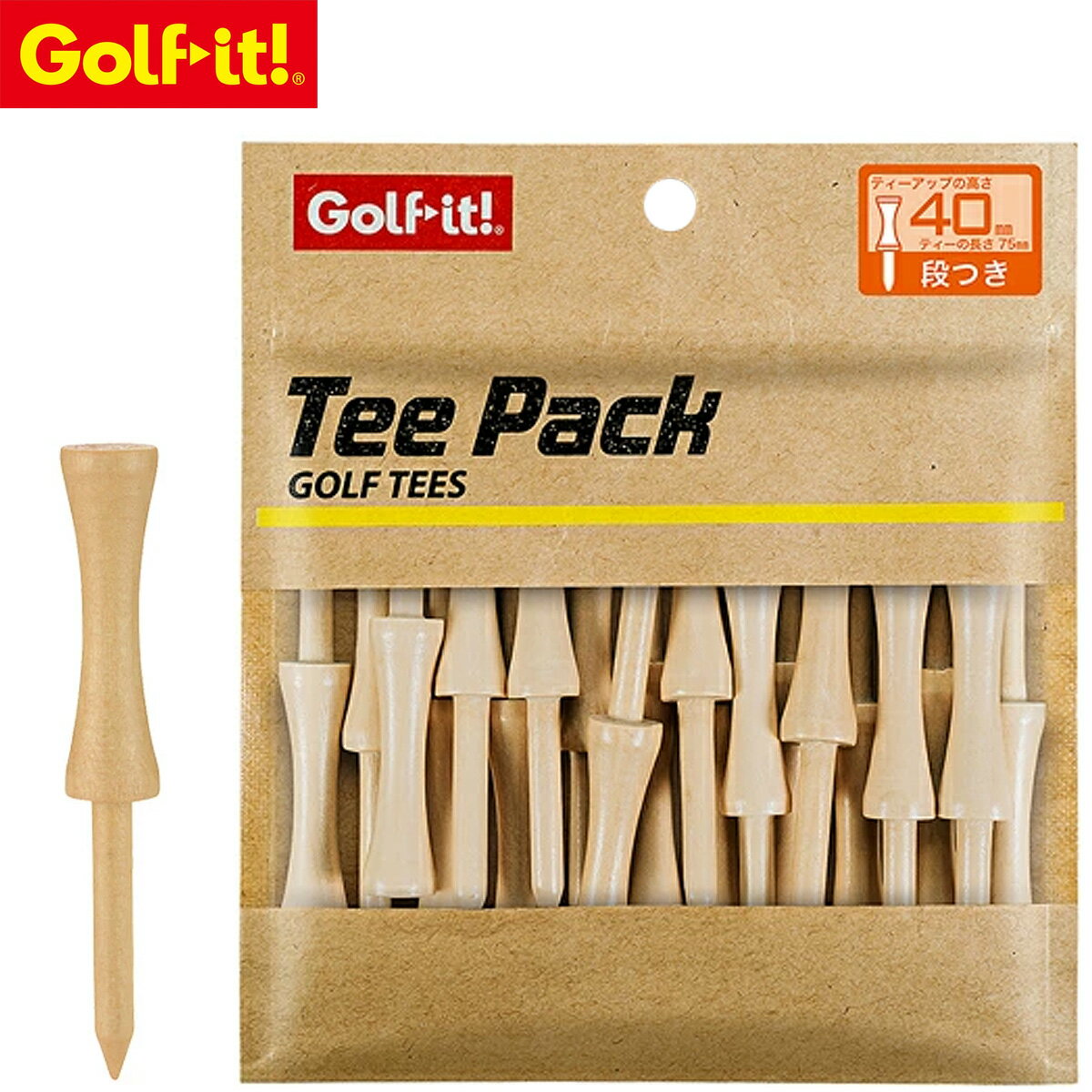 Golfit! ゴルフイット ライト 正規品 TEE PACK ティーパック ウッドティー 段付 75 ニス 2024モデル 「..