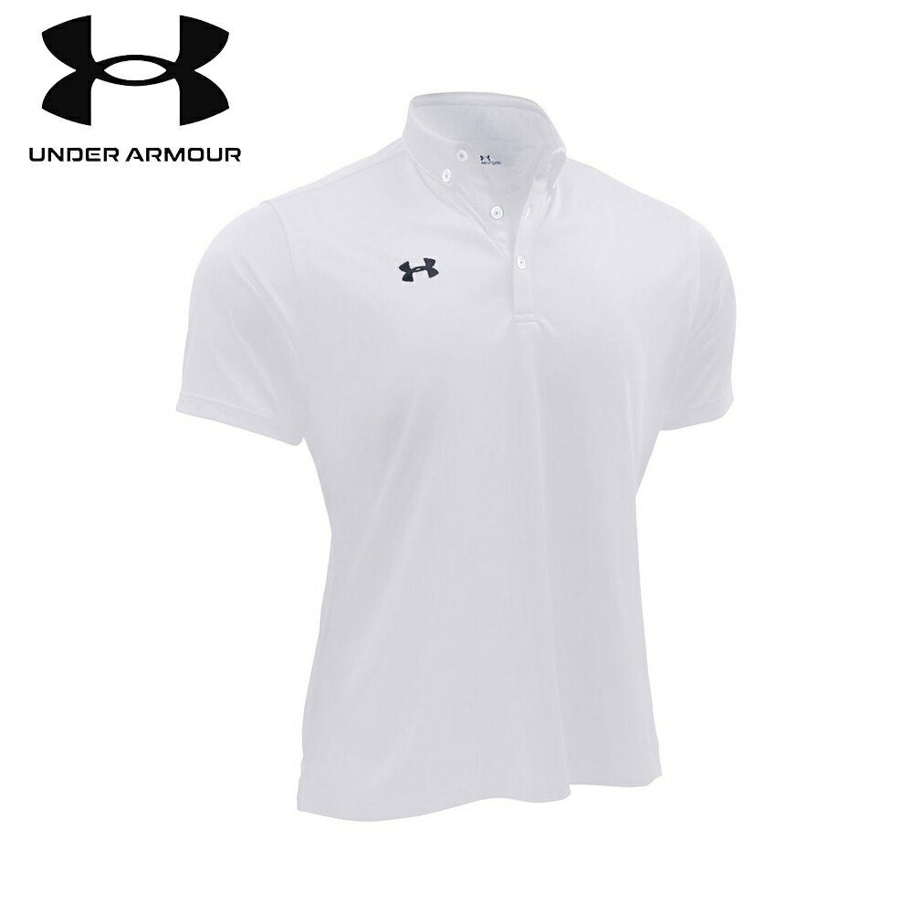 アンダーアーマー ポロシャツ メンズ UNDER ARMOUR(アンダーアーマー) UA チームアーマー ポロ ボタンダウン WHT/BLK 【ポロシャツ】