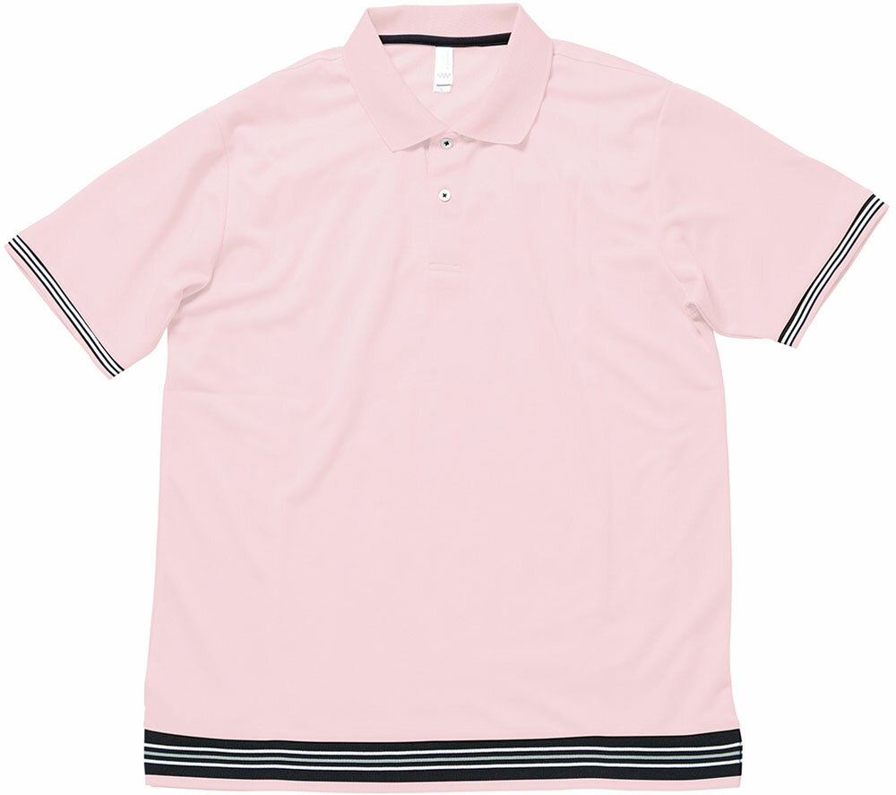BONMAX(ボンマックス) 【男女兼用 Tシャツ】裾ラインリブポロシャツ ライトピンク