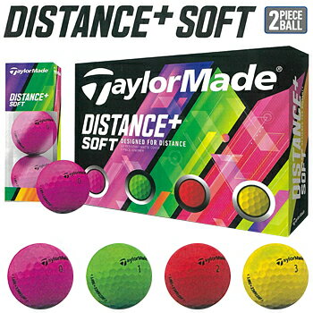 テーラーメイド日本正規品 DISTANCE+ SOFT MULTI COLOR (ディスタンスプラスソフトマルチカラー) ゴルフボール1ダース(4色×3個 合計12個入) 