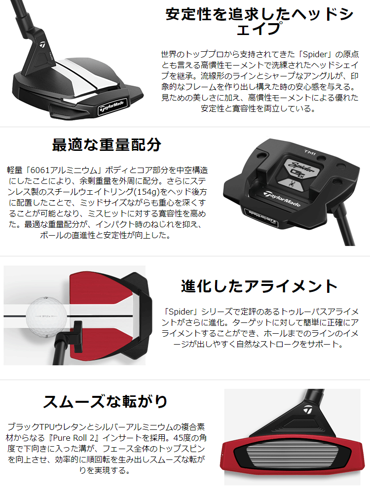 TaylorMade テーラーメイド日本正規品 Spider GTx TRUSS スパイダーGT X トラス パター 2023モデル 【あす楽対応】 2