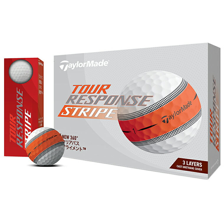 TaylorMade テーラーメイド 日本正規品 TOUR RESPONSE STRIPE Orange ツアーレスポンス ストライプ オレンジ 2024新製品 ゴルフボール 1ダース(12個入) 「 M1800401 」 