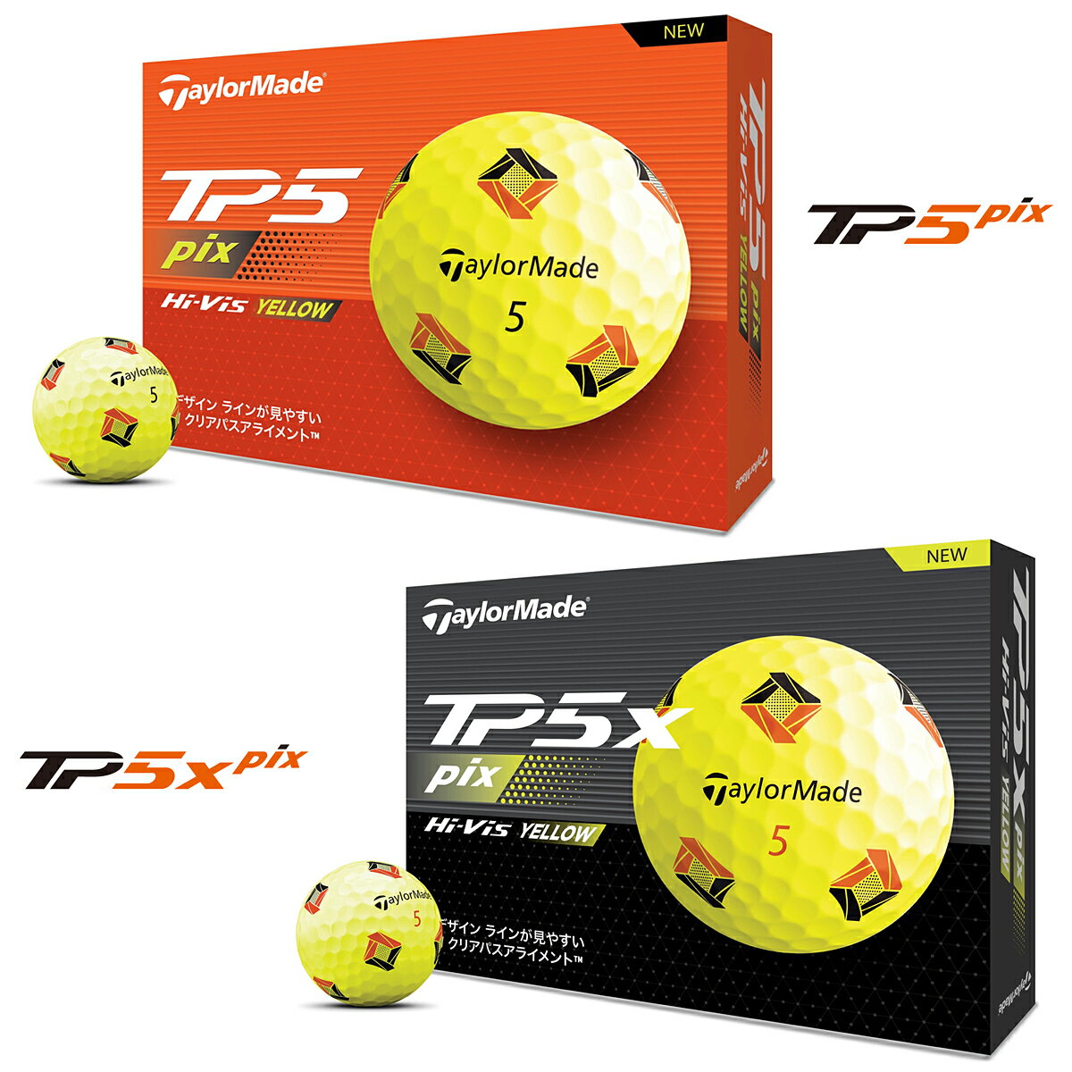 TaylorMade テーラーメイド 日本正規品 TP5 Pixシリーズ 2024新製品 ゴルフボール 1ダース(12個入) 【あす楽対応】