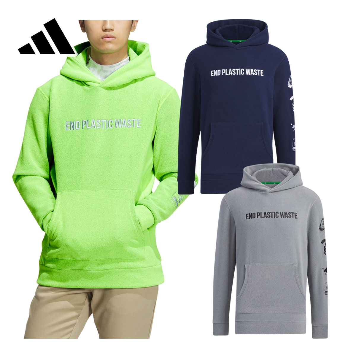 アディダス ゴルフ adidas Golf ゴルフウエア メンズ フーディー 「 MKS30 」 ストレッチ グラフィック フリース 裏起毛 長袖 秋冬ウエア 【当店在庫品】