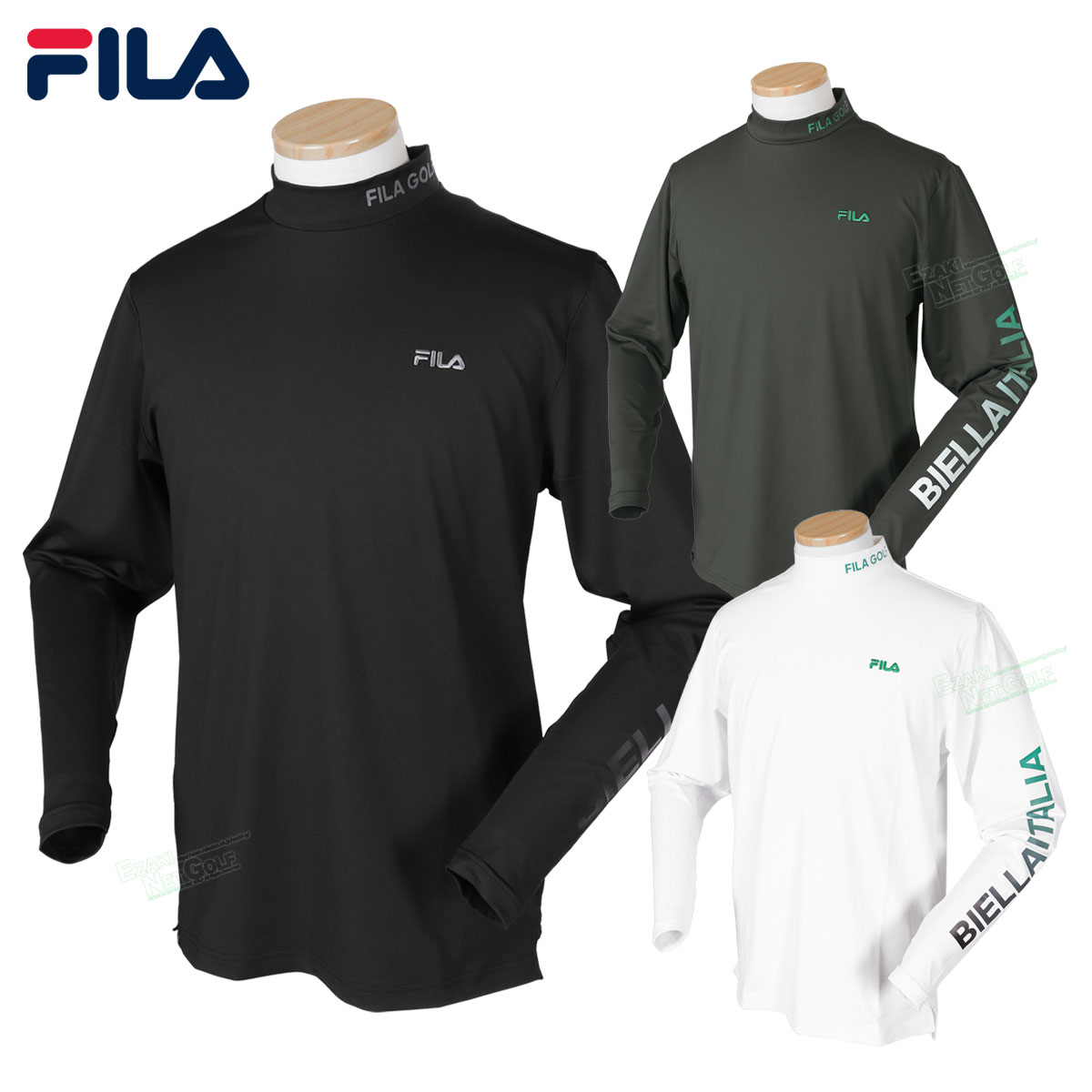 【11/11まで エントリーで最強配送10倍】 フィラゴルフ FILA GOLF ゴルフウエア メンズ 長袖モックネックシャツ 「 783541 」 吸汗速乾、UVカット 秋冬ウエア 【当店在庫品】