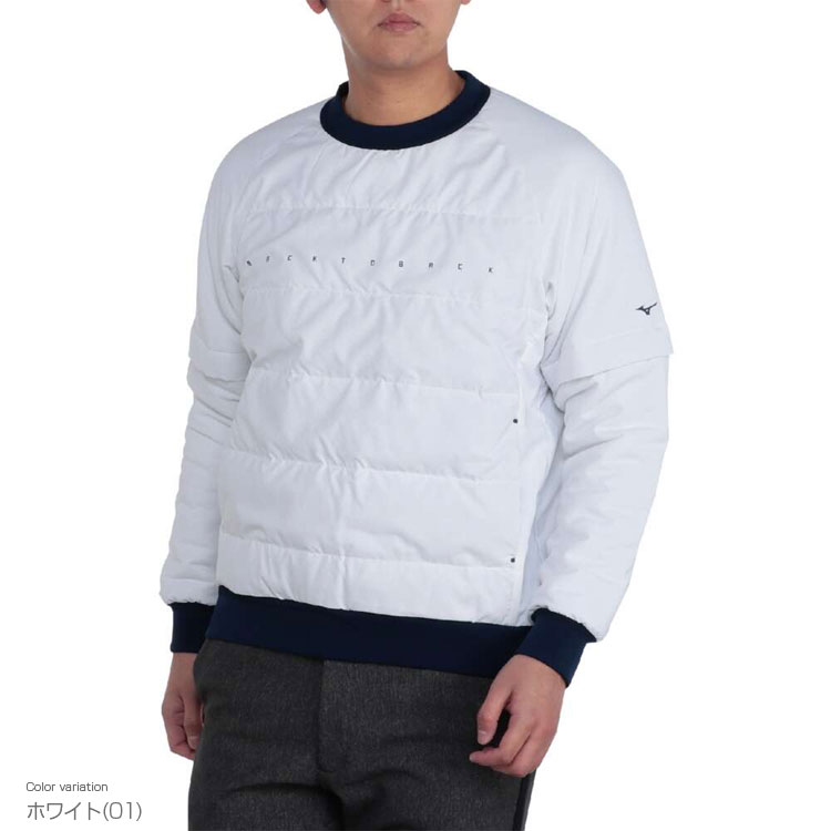 【11/27まで エントリー/抽選で最大100%ポイントバック】 ミズノ MIZUNO ゴルフウエア メンズ プルオーバー 「 E2MEB504 」 ブレスサーモ テック　ライニング ダウン 袖着脱 秋冬ウエア 【当店在庫品】