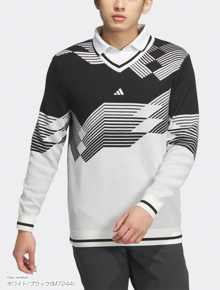 【10/30限定!エントリーで当店全品ポイント10倍!】 アディダス ゴルフ adidas Golf ゴルフウエア メンズ セーター 「 JSC13 」 Vネック 長袖 アーカイブグラフィック 秋冬ウエア 【当店在庫品】