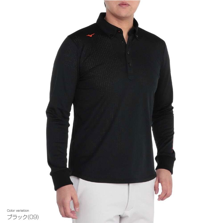 【11/27まで エントリー/抽選で最大100%ポイントバック】 ミズノ MIZUNO ゴルフウエア メンズ 長袖ボタンダウンシャツ ウォームドライエアロフロー 「 E2MAB502 」 秋冬ウエア 【当店在庫品】