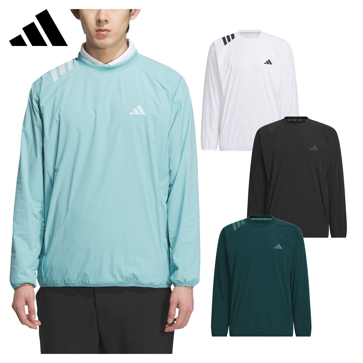 【11/18 エントリー/抽選で最大100%ポイントバック】 アディダス ゴルフ adidas Golf ゴルフウエア メンズ プルオーバー ストレッチ 撥水 スリーストライプス ウィンド 「 JVU99 」 2025秋冬モデル 【当店在庫品】