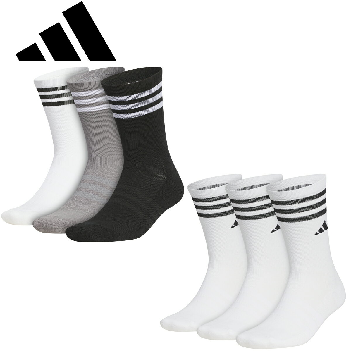 アディダス ゴルフ3P クルー丈 箱入りクッションソックスメンズ ゴルフアクセサリー「Adidas EFC87」2025年秋冬モデル日本正規品