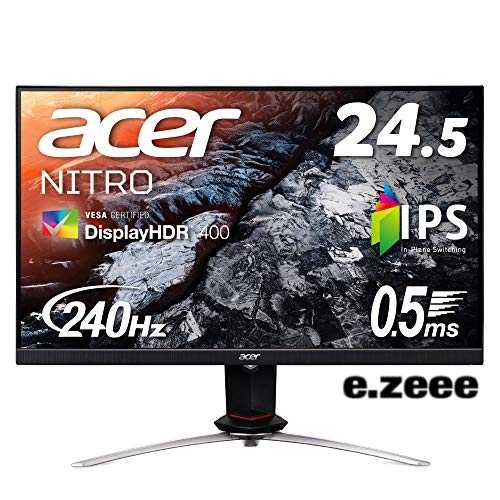 Acer公式 ゲーミングモニター Nitro XV253QXbmiiprzx 24.5インチ IPS 非光沢 フルHD 0.5ms(GTG, Min.)240Hz HDMI USB3.0 G-SYNC Compatible VESA DisplayHDR* 400 スピーカー内蔵 VESAマウント対応 高さ調節 チルト スイベル ピ