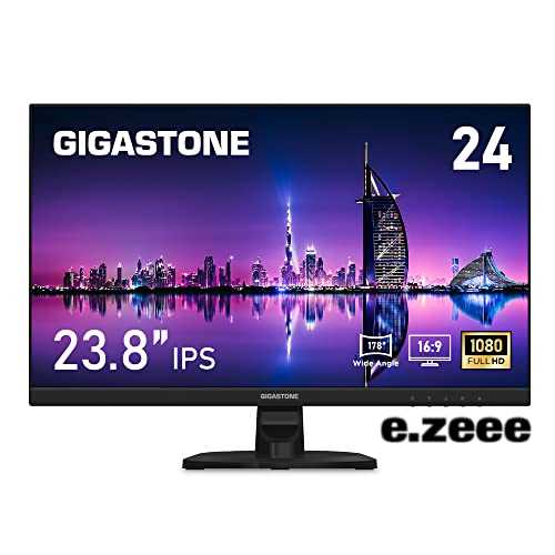 Gigastone 24インチ モニター IPS 75Hz FHD 1920 x 1080, 1080P 178 広い視野角 フレームレス PCモニター 5ms スピーカー内蔵 ブルーライト軽減 人間工学角度調整 VESA対応 HDMI VGA (23.8型)