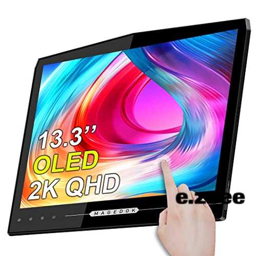 2K 有機elモバイルモニター タッチ Eleduino 13.3インチ OLED モバイルディスプレイ 2560x1440 100% DCI-P3 軽量 薄型液晶パネル ミラ..