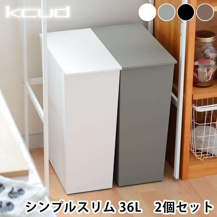 【2個セット】 クード ゴミ箱 kcud シンプル スリム SIMPLE SLIM ふた付き おしゃれ 分別 縦型 スリム キッチン 岩谷マテリアル アッシュコンセプト 北欧 45リットル ゴミ袋対応 キャスター