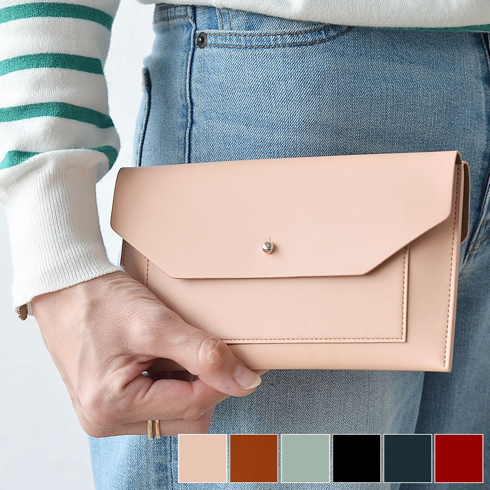 Double Pocket Clutch 通帳ケース Funnymade 保険証ケース 薄型 カードケース ポーチ お薬手帳ケース おしゃれ カード収納 かわいい 大人 シンプル