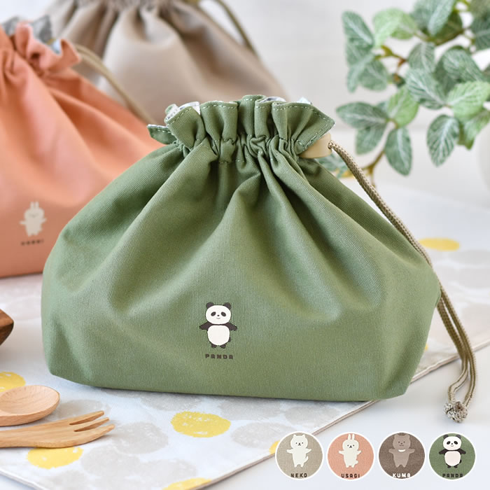 【1月1日はポイント最大10倍祭♪】弁当 巾着 サブヒロモリ ムームー ランチ巾着 ランチバッグ 巾着 弁当袋 ネコ おしゃれ 可愛い 大人 かわいい レディース 片引き 子供 動物 シンプル 幼稚園 ピンク 高校生 学生